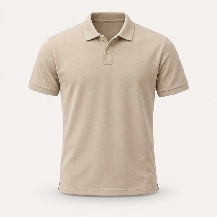 Camisa polo masculina bege — imagem ilustrativa